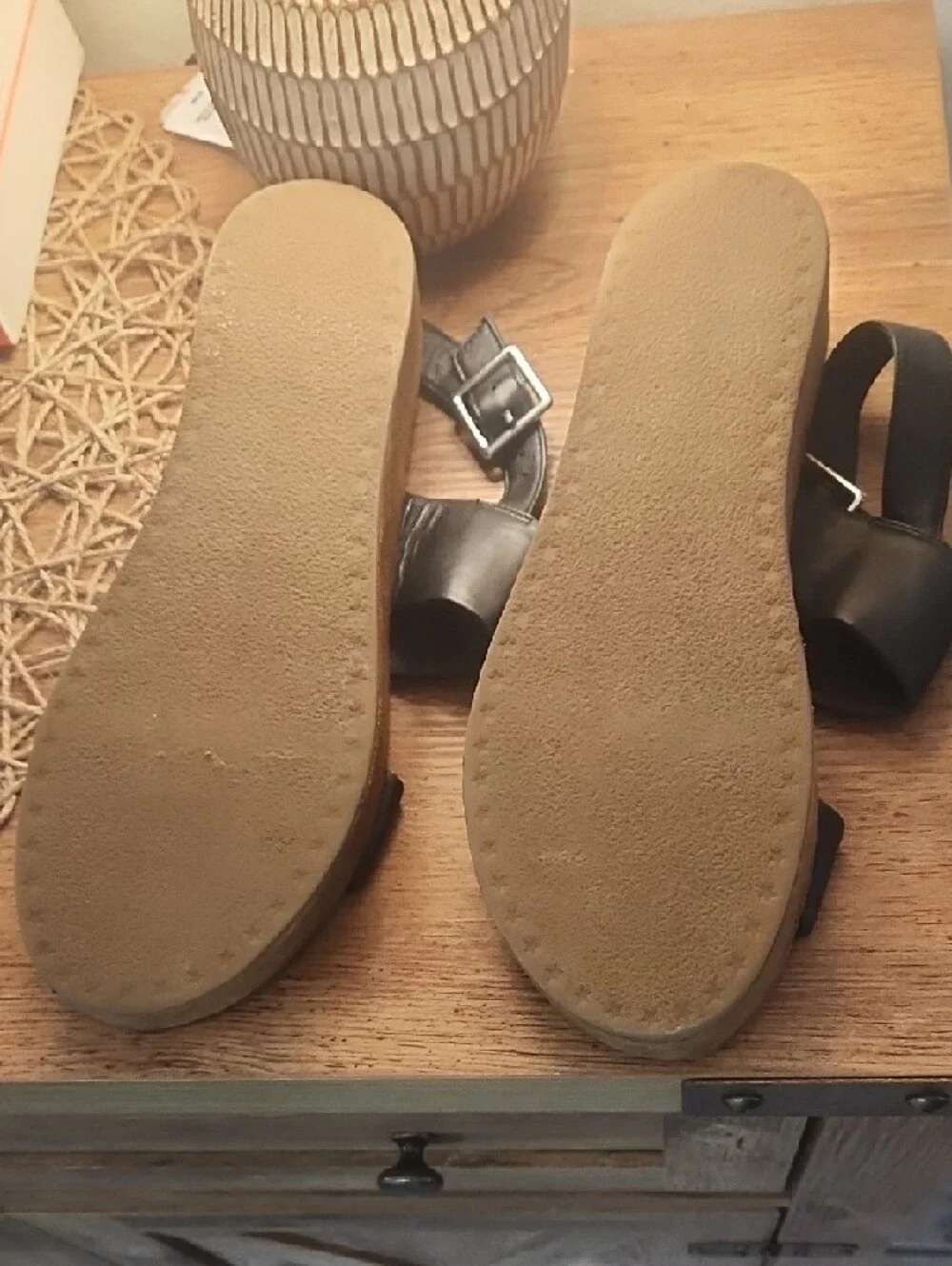 Steve‎ Madden Black Leather Platform Slide Sandals